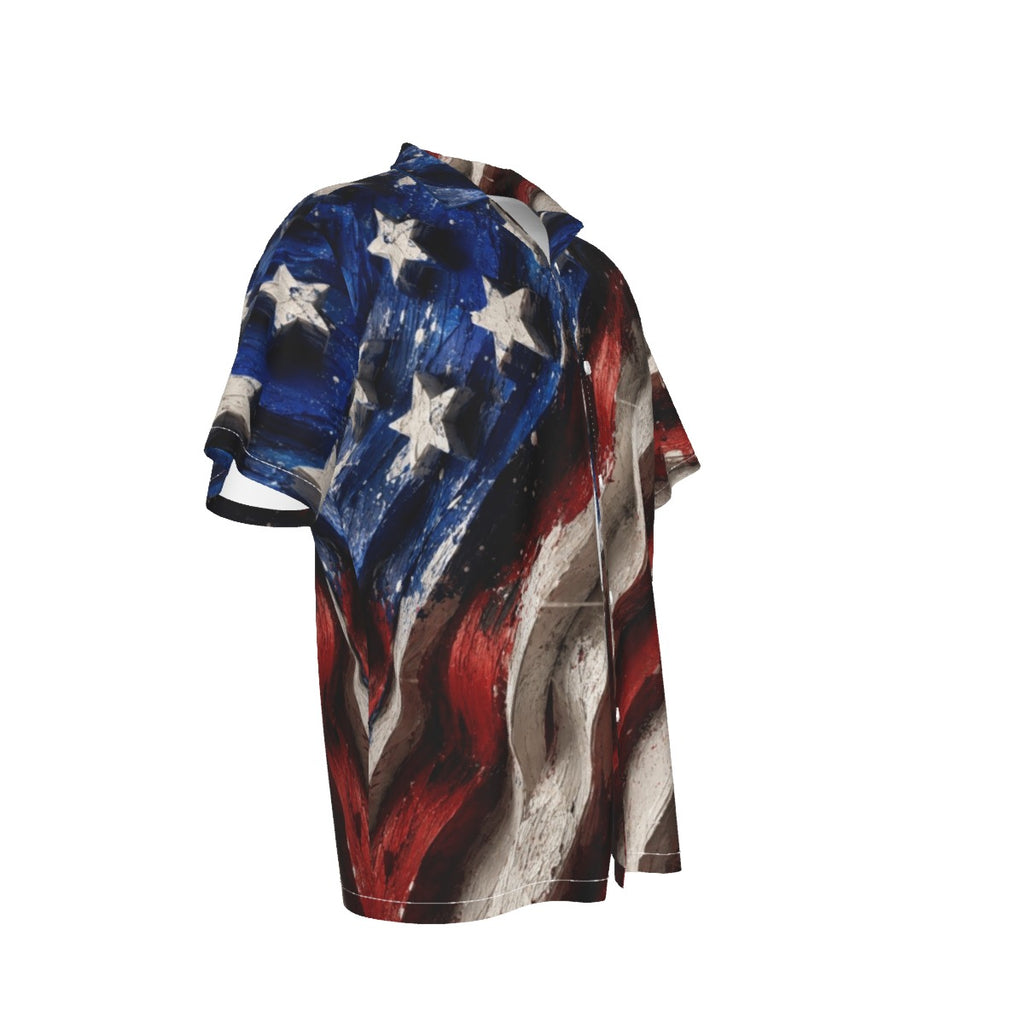 All-Over Print Men's Hawaiian Shirt With Button Closure