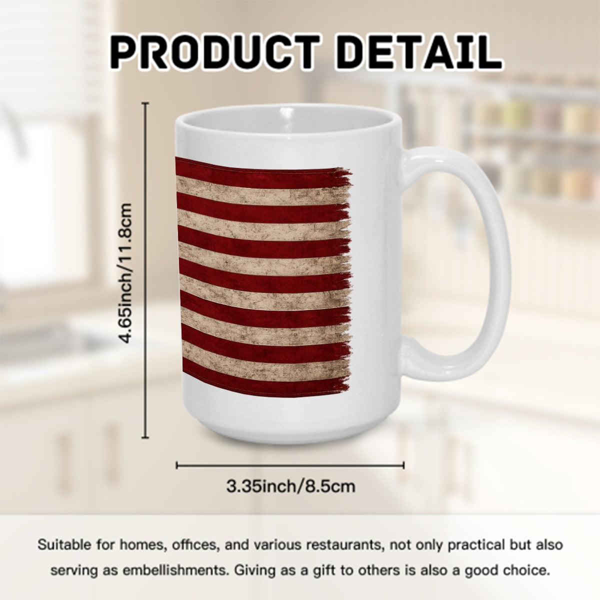 Distressed American Flag 15OZ Mug Printed in USA