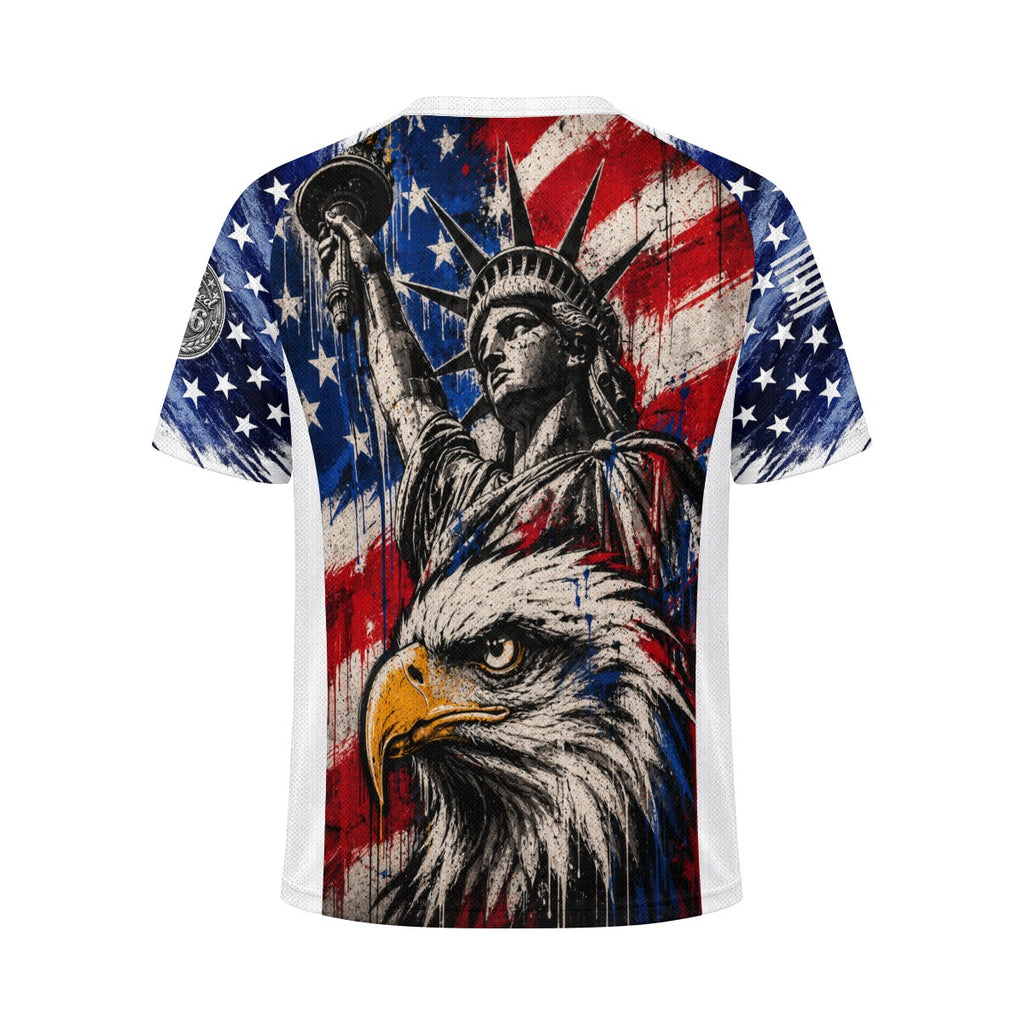 Statue of Liberty and Bald Eagle Unisex Jacquard Mesh Sports Jersey
