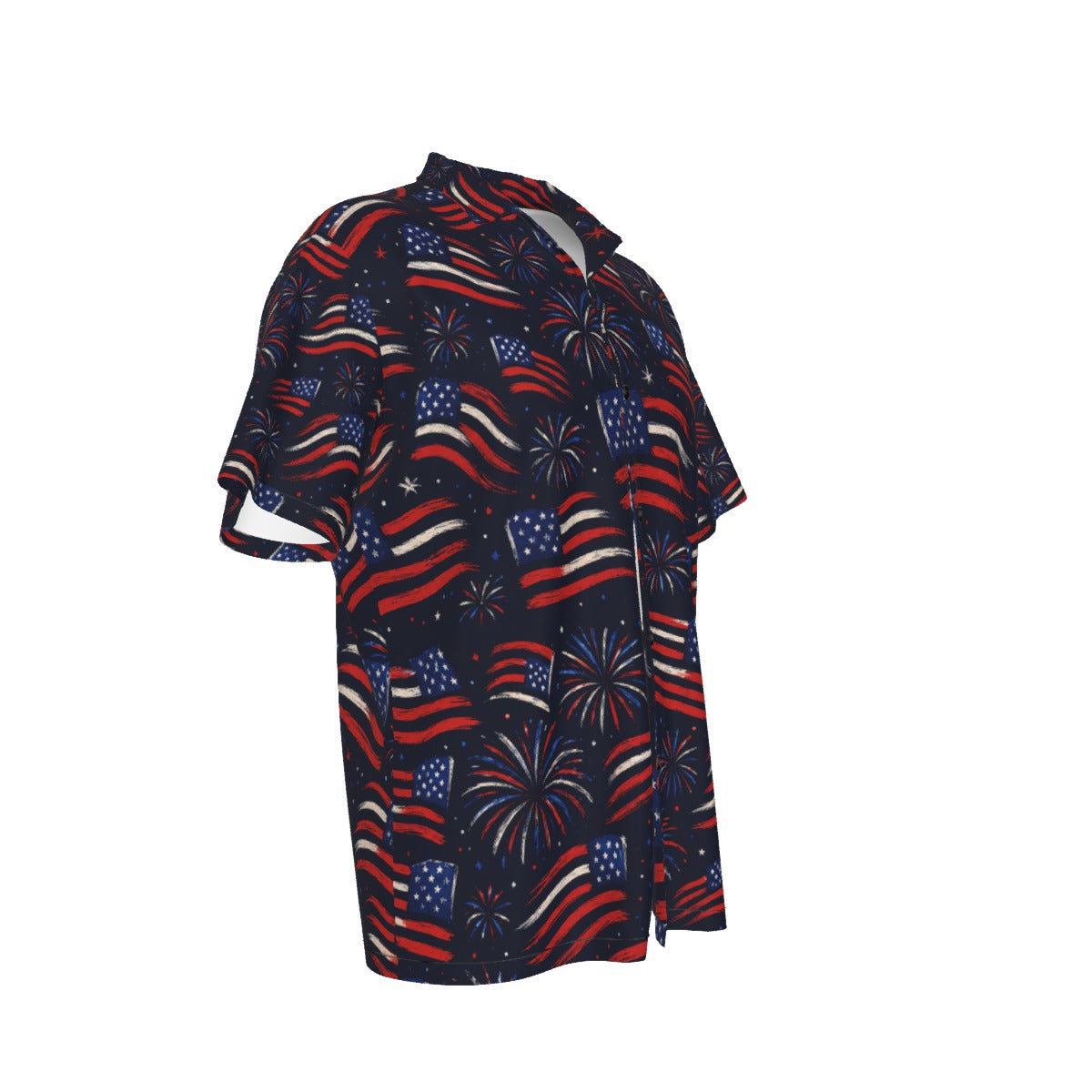 All-Over Print Men's Hawaiian Shirt With Button Closure