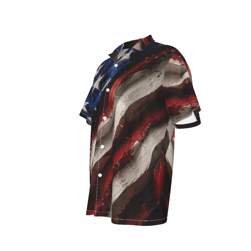 All-Over Print Men's Hawaiian Shirt With Button Closure