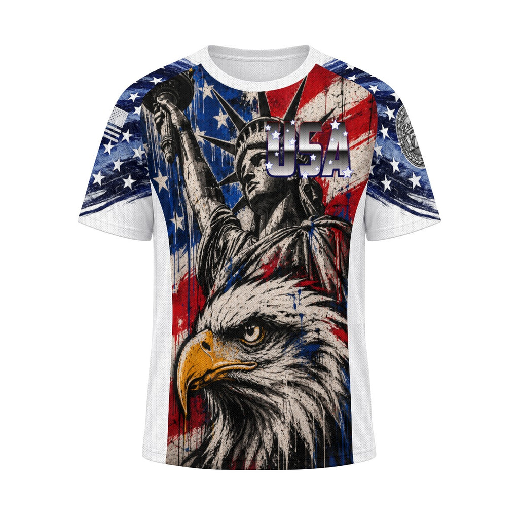 Statue of Liberty and Bald Eagle Unisex Jacquard Mesh Sports Jersey