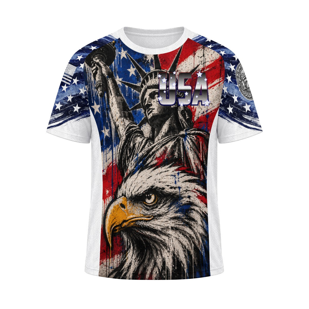 Statue of Liberty and Bald Eagle Unisex Jacquard Mesh Sports Jersey