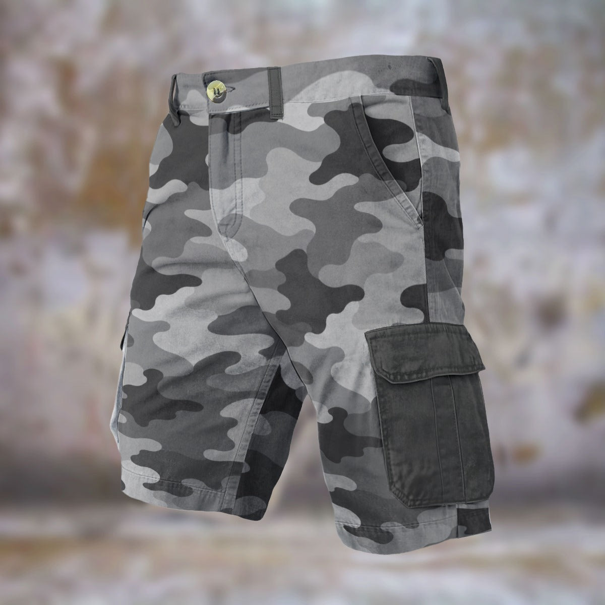 Gray Scale Camo Men's Cargo Shorts