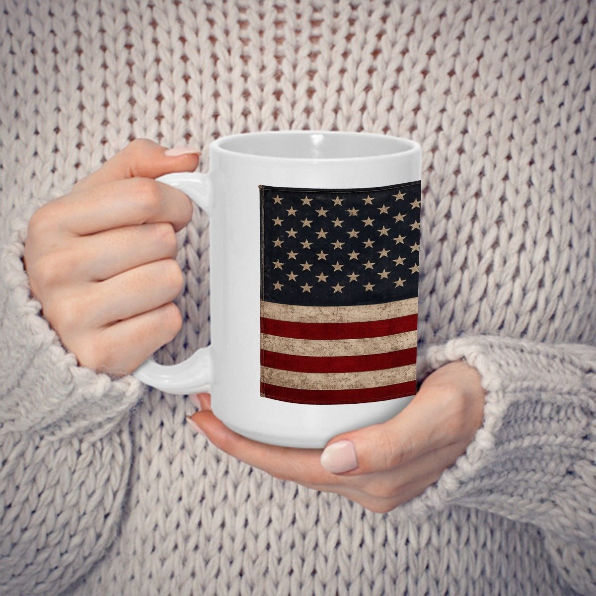 Distressed American Flag 15OZ Mug Printed in USA