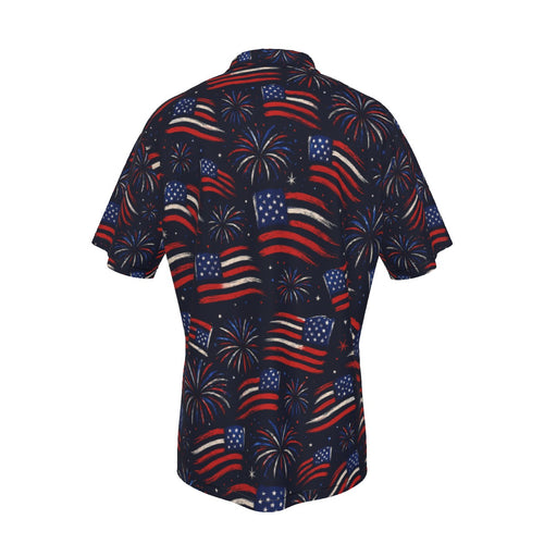 All-Over Print Men's Hawaiian Shirt With Button Closure
