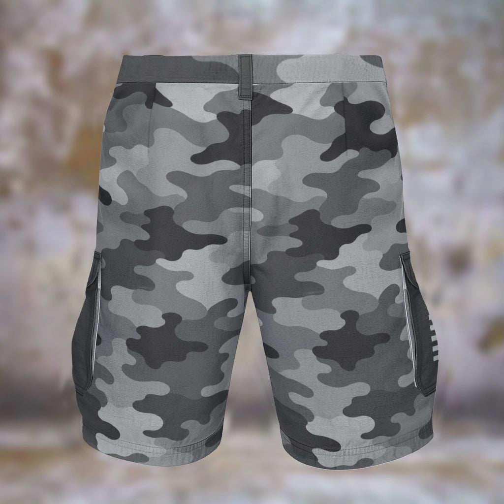 Gray Scale Camo Men's Cargo Shorts
