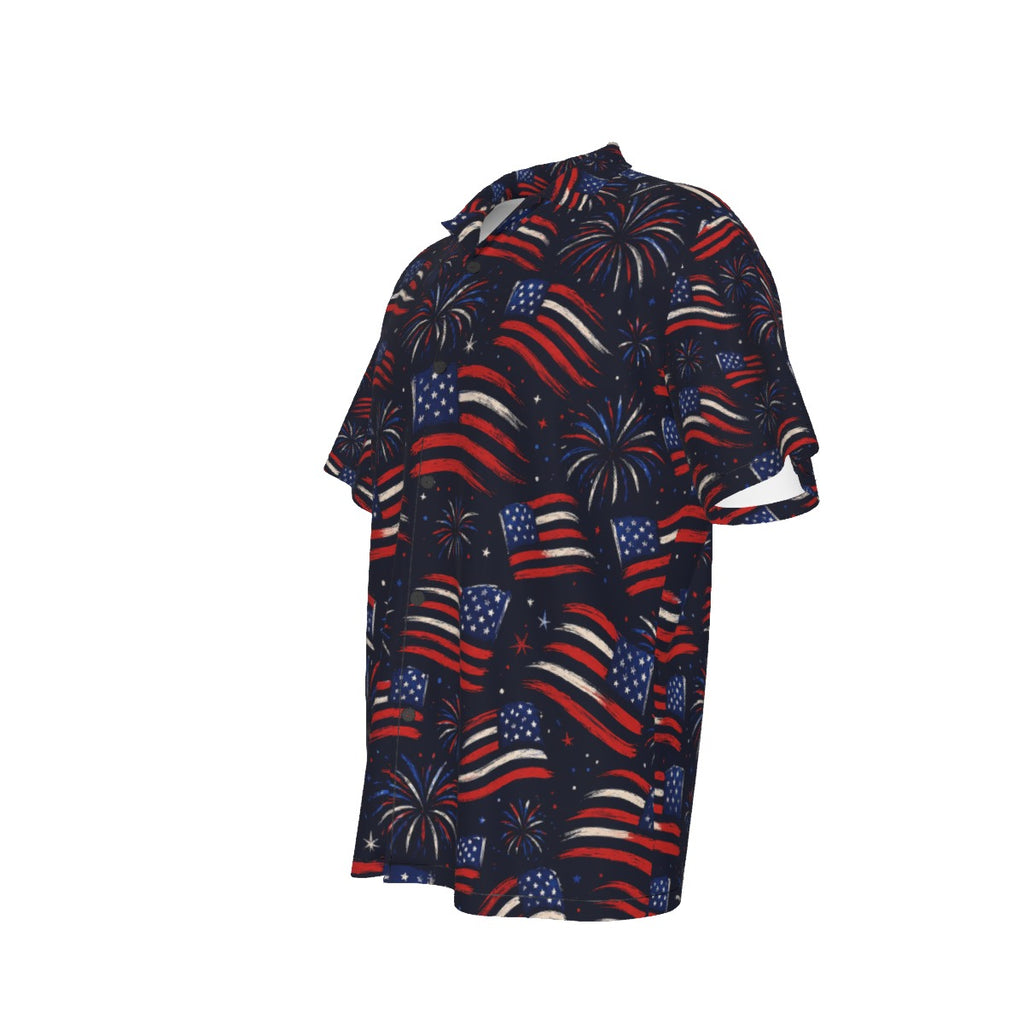 All-Over Print Men's Hawaiian Shirt With Button Closure