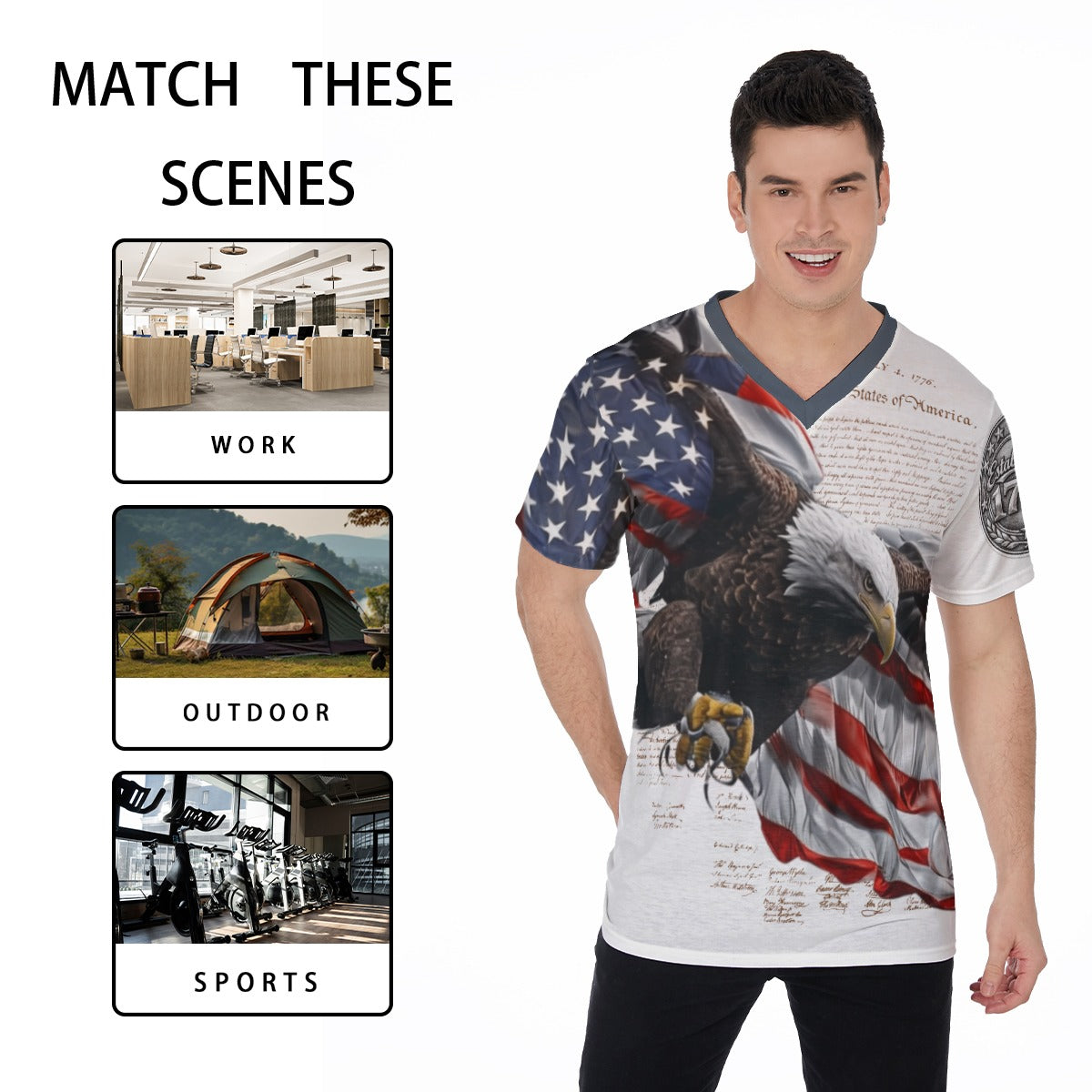 All-Over Print V-Neck T-Shirt