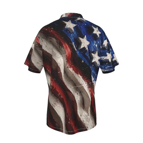 All-Over Print Men's Hawaiian Shirt With Button Closure