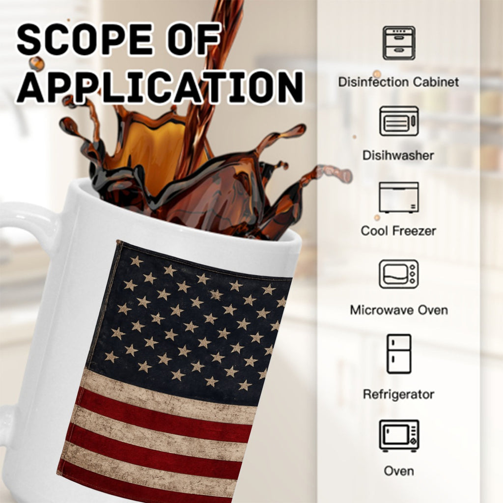 Distressed American Flag 15OZ Mug Printed in USA